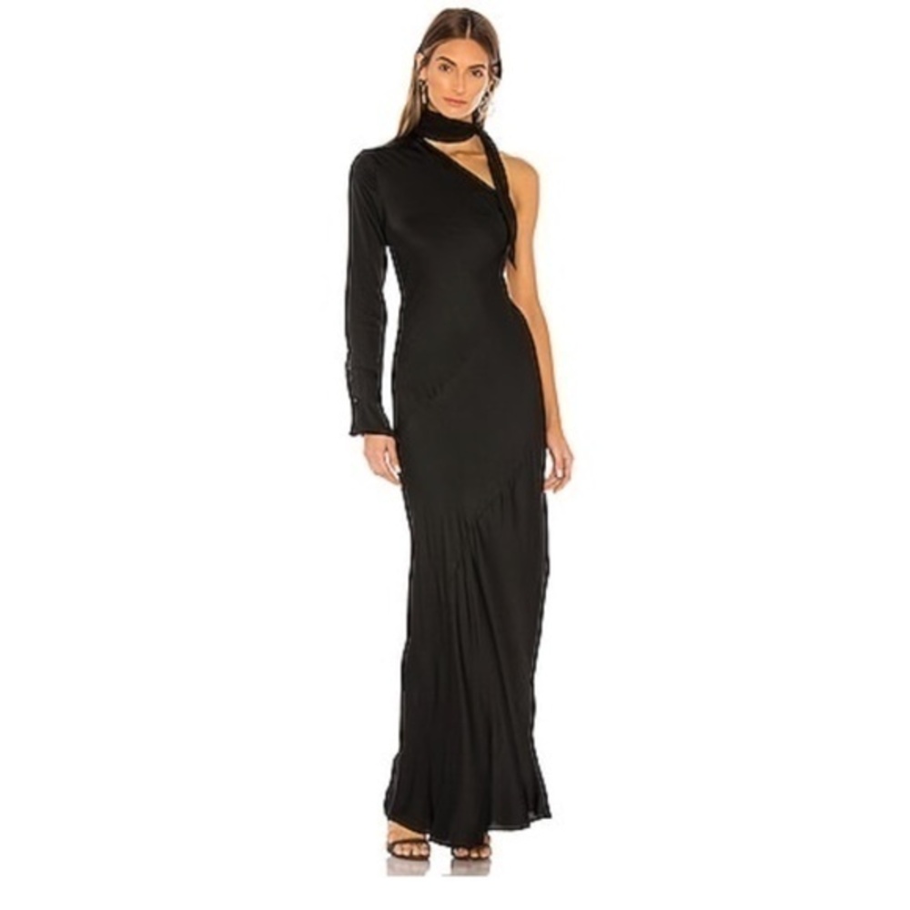 Young Fabulous & Broke Febe Dress Satin Fabric Choker Detail in Black Size Small
